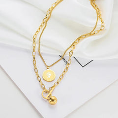 Long Necklaces Double Layers Coin Cross