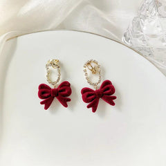 Lovely Velvet Bowknot Drop Earrings