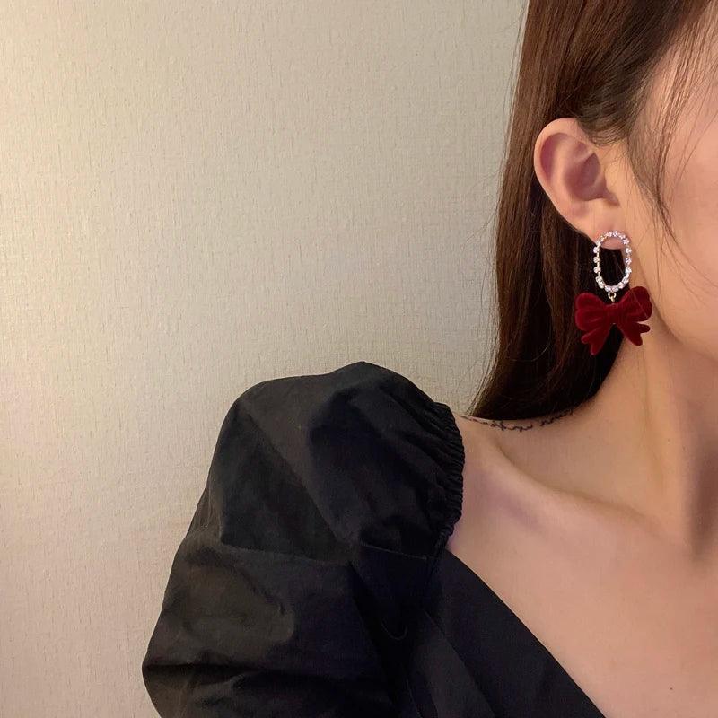 Lovely Velvet Bowknot Drop Earrings