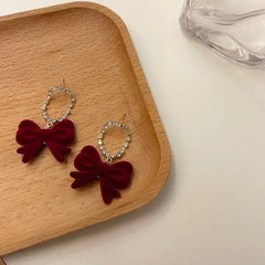 Lovely Velvet Bowknot Drop Earrings