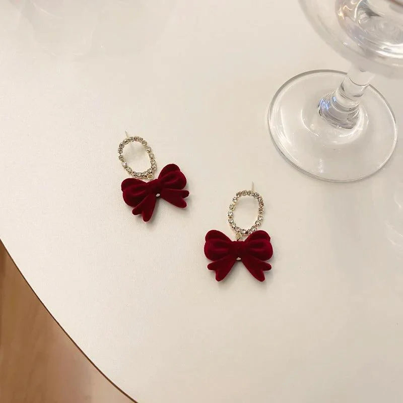 Lovely Velvet Bowknot Drop Earrings