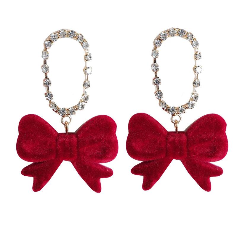 Lovely Velvet Bowknot Drop Earrings