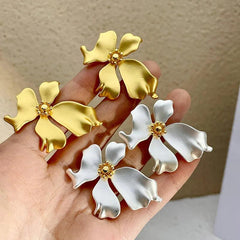 Luxury Matte Metal Flower Earrings