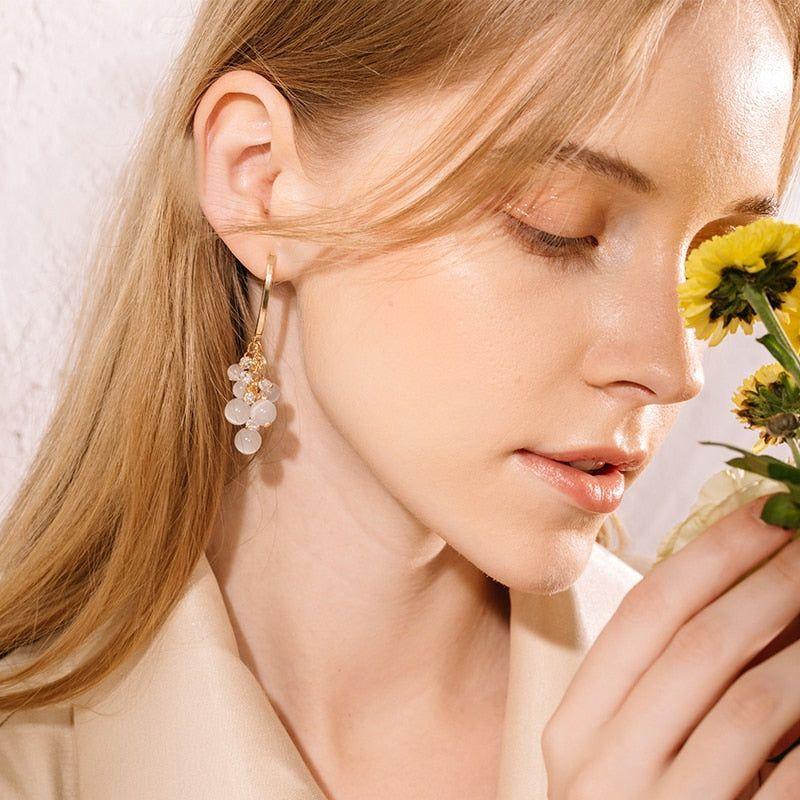 Luxury Opal Tassel Long Big Earrings