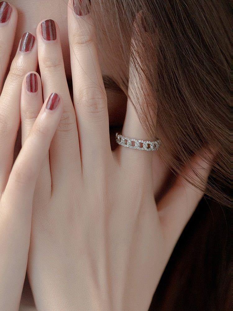 Luxury Zircon Twist Silver Golden Finger Rings