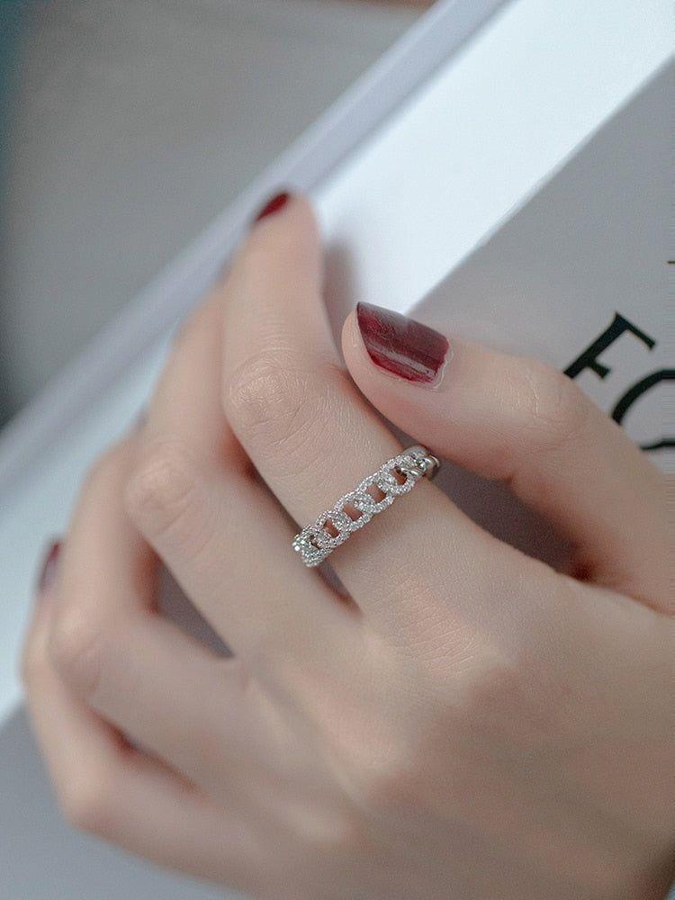 Luxury Zircon Twist Silver Golden Finger Rings