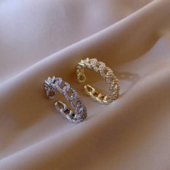 Luxury Zircon Twist Silver Golden Finger Rings