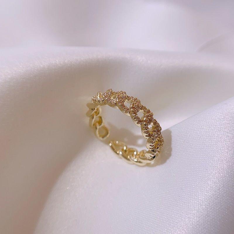 Luxury Zircon Twist Silver Golden Finger Rings