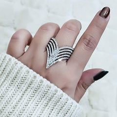 Micro Paved Cubic Multilayer Crystal Finger Rings