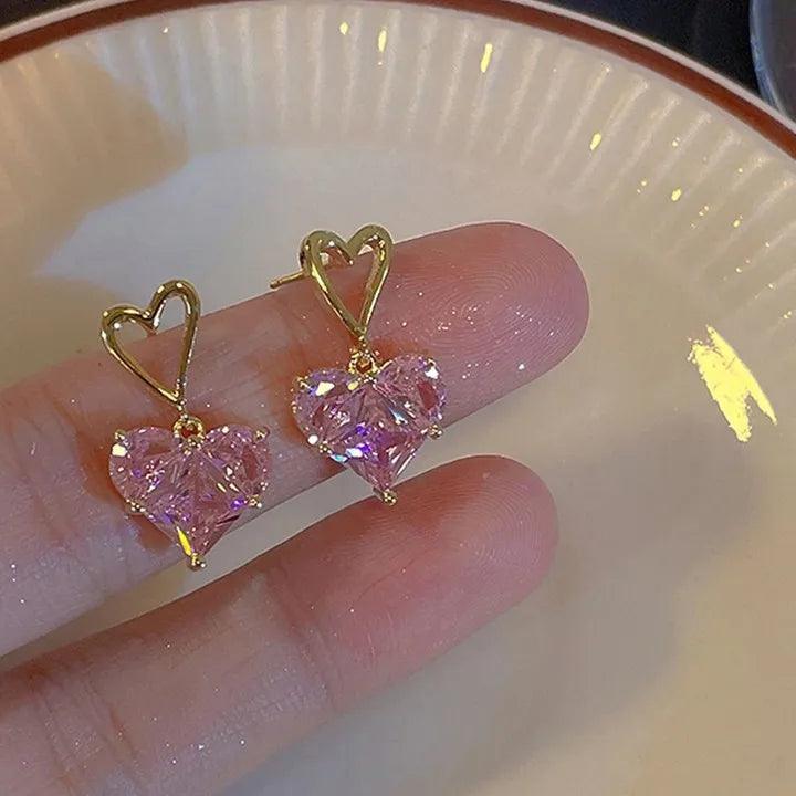 Mini Heart Crystal Earrings