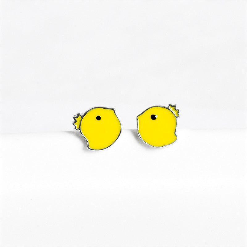Mini Yellow Chick 925 Sterling Silver Studs Earrings