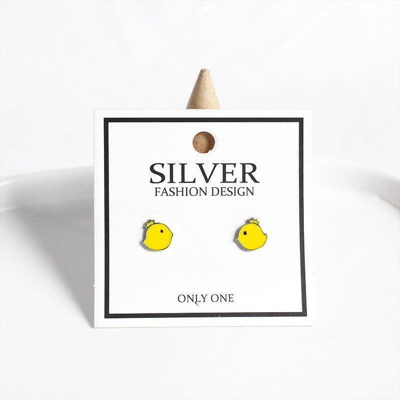 Mini Yellow Chick 925 Sterling Silver Studs Earrings