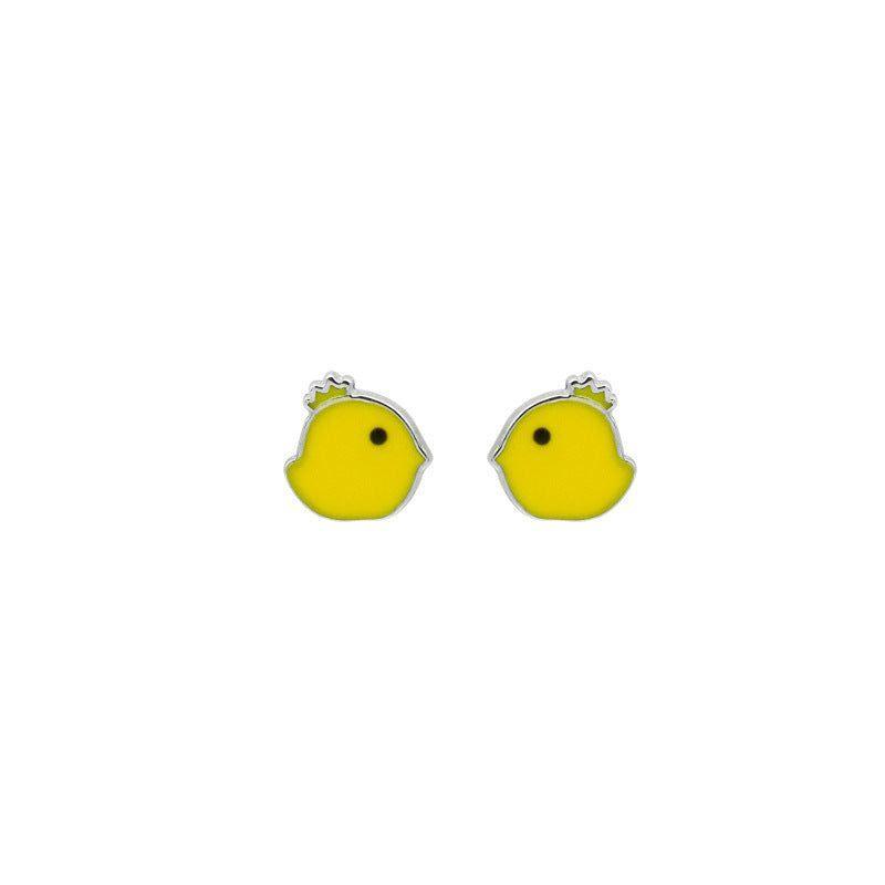 Mini Yellow Chick 925 Sterling Silver Studs Earrings