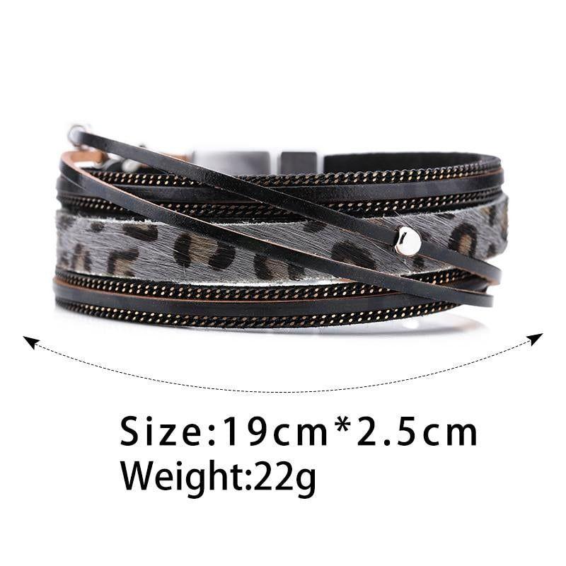 Multilayer Bracelets Fur Leopard Leather