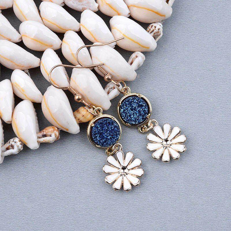 Natural Stone Druzy Drop Dangle Earrings