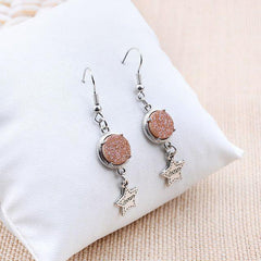 Natural Stone Druzy Drop Dangle Earrings