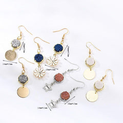 Natural Stone Druzy Drop Dangle Earrings