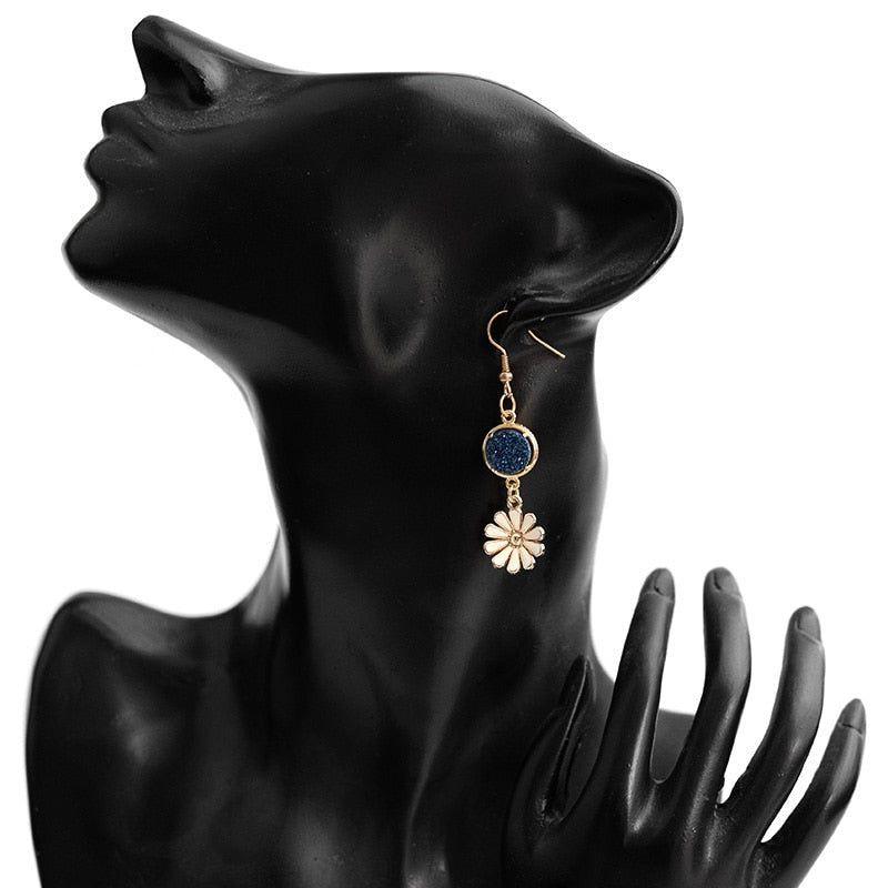 Natural Stone Druzy Drop Dangle Earrings