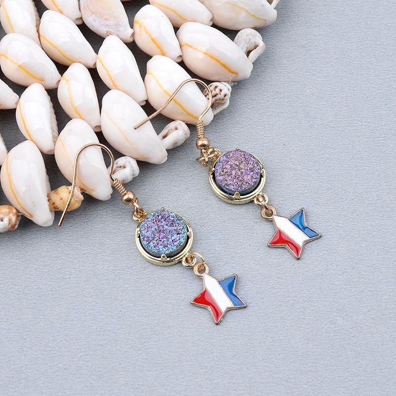 Natural Stone Druzy Drop Earrings