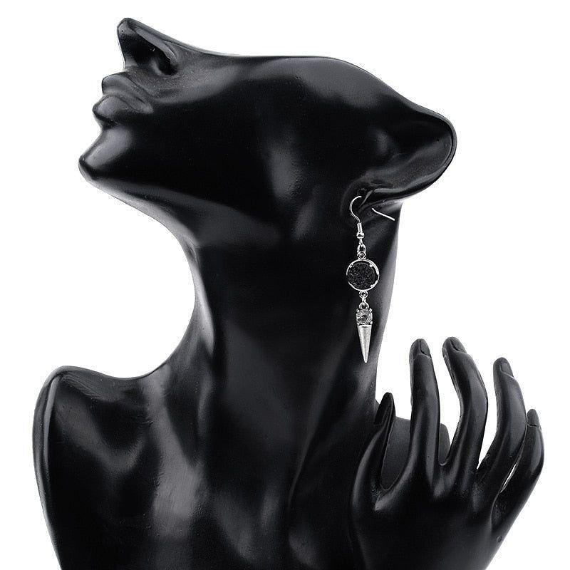 Natural Stone Druzy Drop Earrings