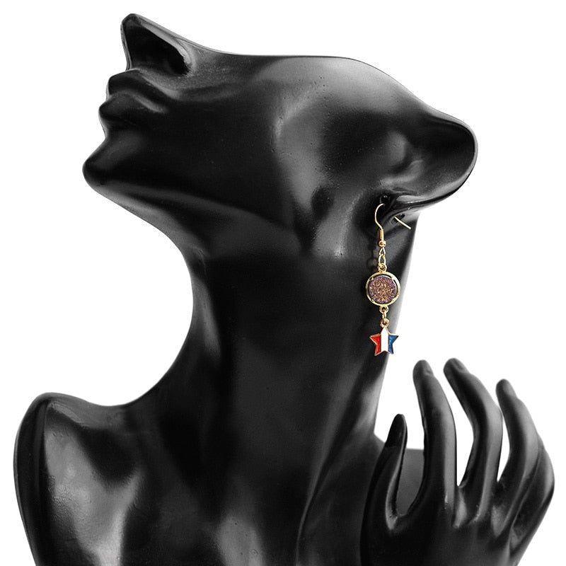 Natural Stone Druzy Drop Earrings