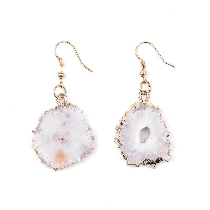 Natural White Drusy Stone Fringe Dangle Earrings