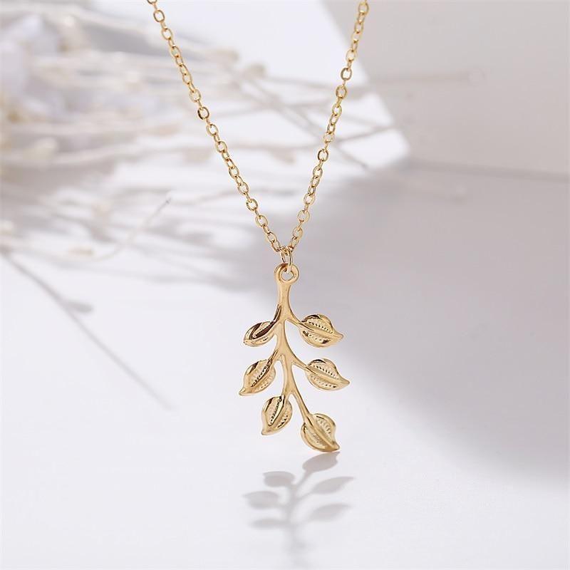 Necklaces Golden Minimalist Long Leaves