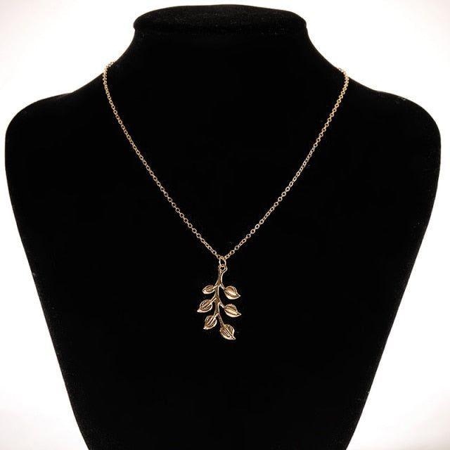 Necklaces Golden Minimalist Long Leaves