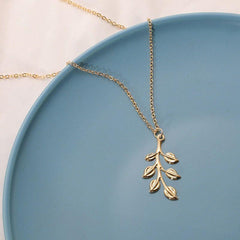 Necklaces Golden Minimalist Long Leaves