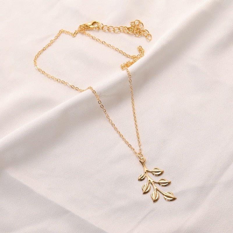 Necklaces Golden Minimalist Long Leaves