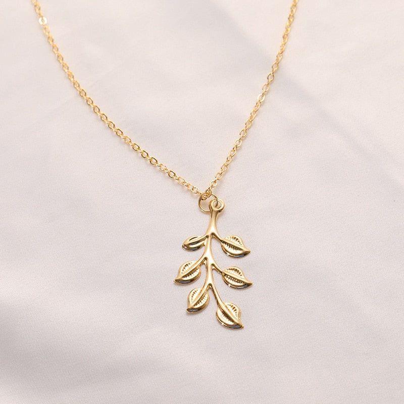 Necklaces Golden Minimalist Long Leaves