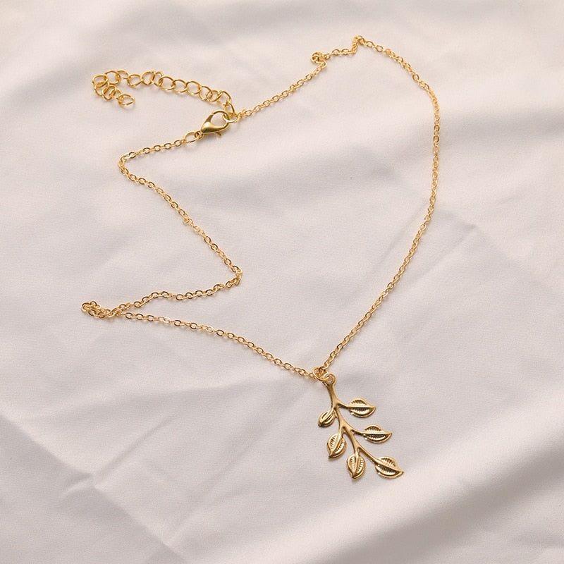 Necklaces Golden Minimalist Long Leaves