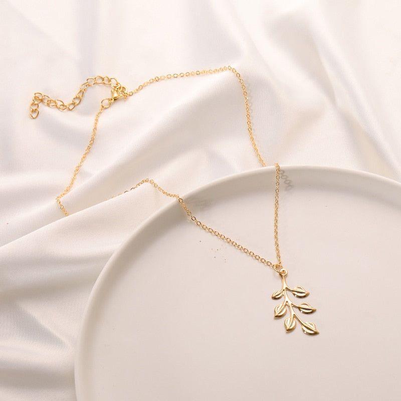 Necklaces Golden Minimalist Long Leaves