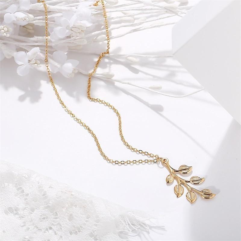 Necklaces Golden Minimalist Long Leaves