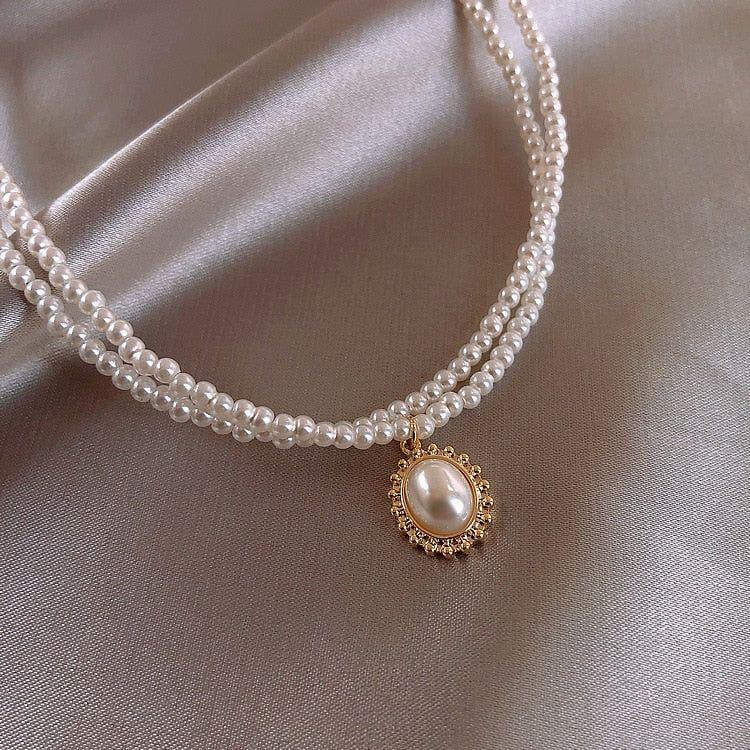 Necklaces Mini Pearl With Double Layers