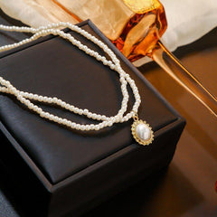 Necklaces Mini Pearl With Double Layers