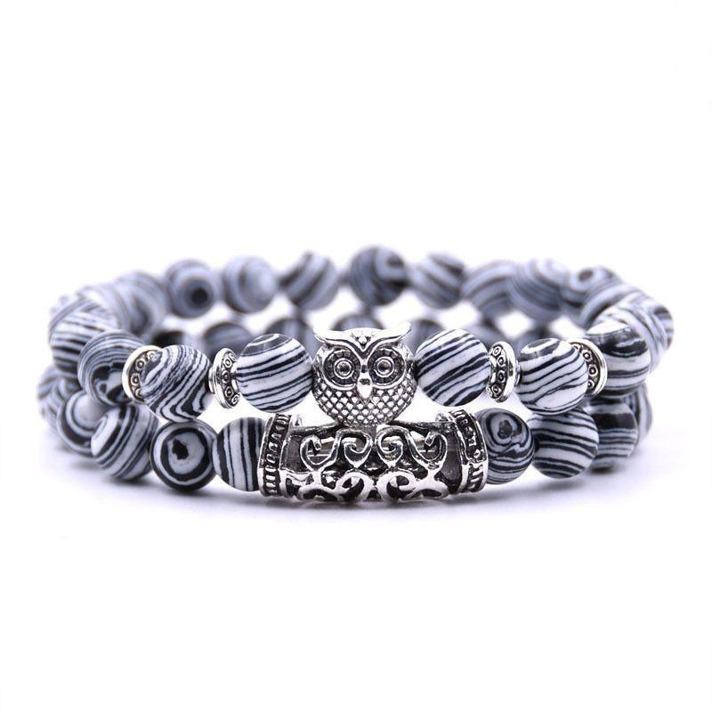 Owl Bracelet Stone Bracelets Men Women Set