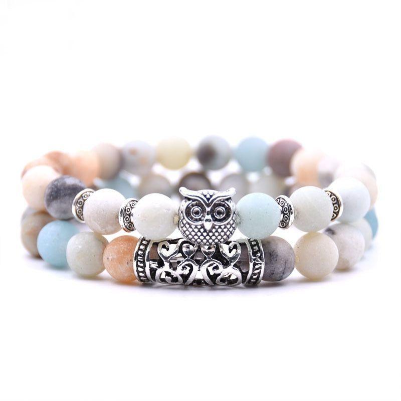 Owl Bracelet Stone Bracelets Men Women Set