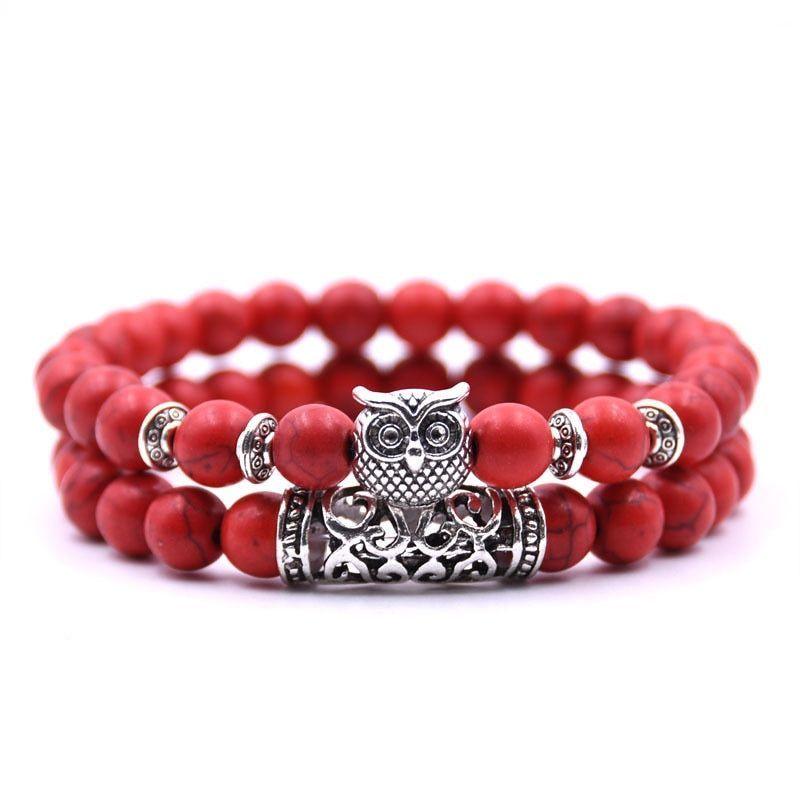 Owl Bracelet Stone Bracelets Men Women Set