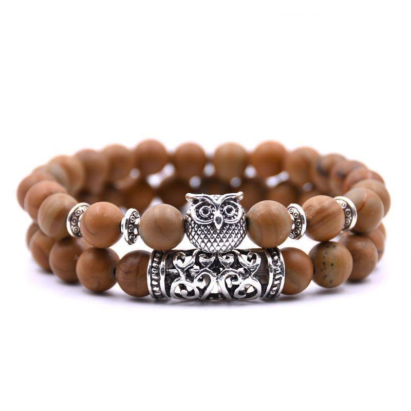 Owl Bracelet Stone Bracelets Men Women Set