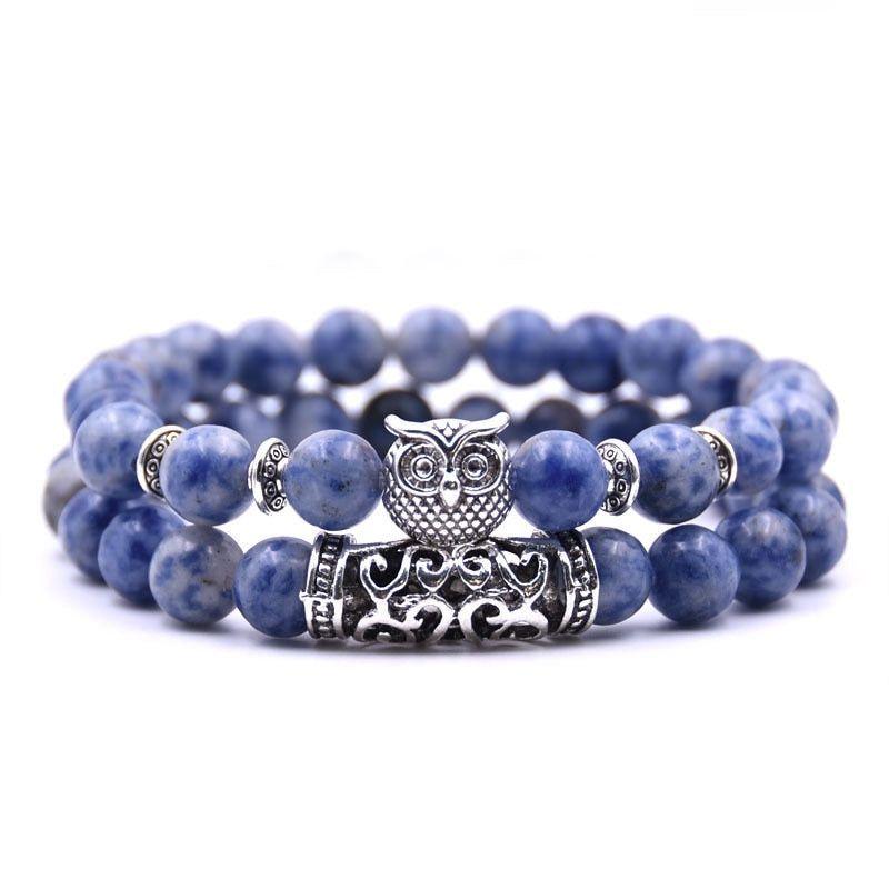 Owl Bracelet Stone Bracelets Men Women Set