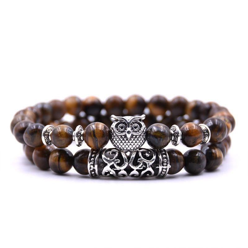 Owl Bracelet Stone Bracelets Men Women Set