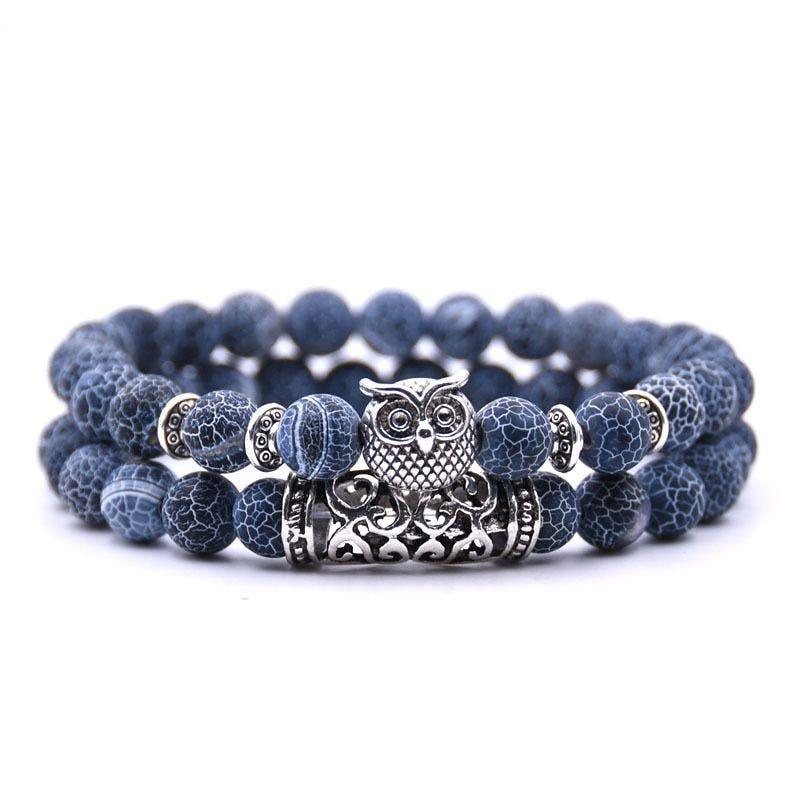 Owl Bracelet Stone Bracelets Men Women Set