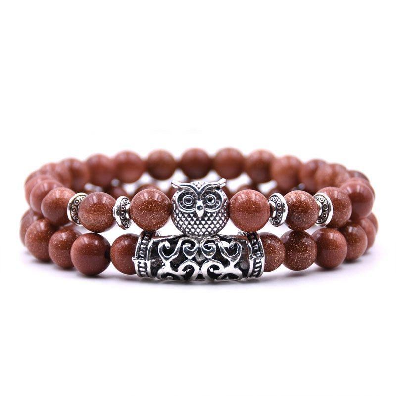 Owl Bracelet Stone Bracelets Men Women Set