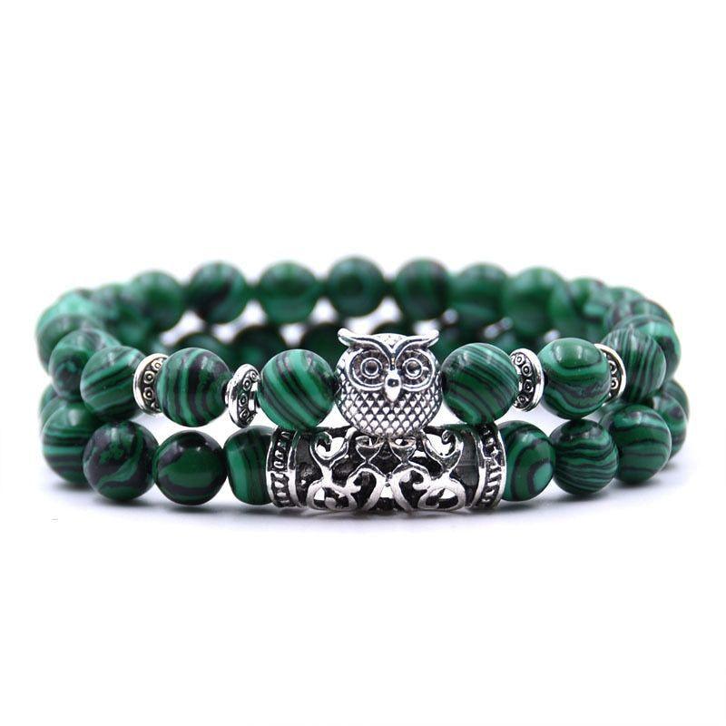 Owl Bracelet Stone Bracelets Men Women Set