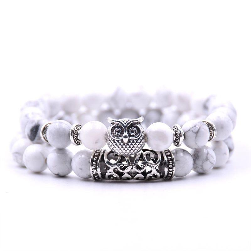 Owl Bracelet Stone Bracelets Men Women Set