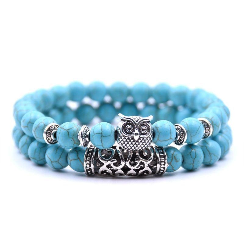 Owl Bracelet Stone Bracelets Men Women Set