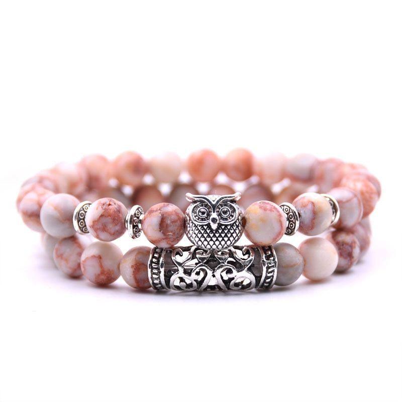 Owl Bracelet Stone Bracelets Men Women Set