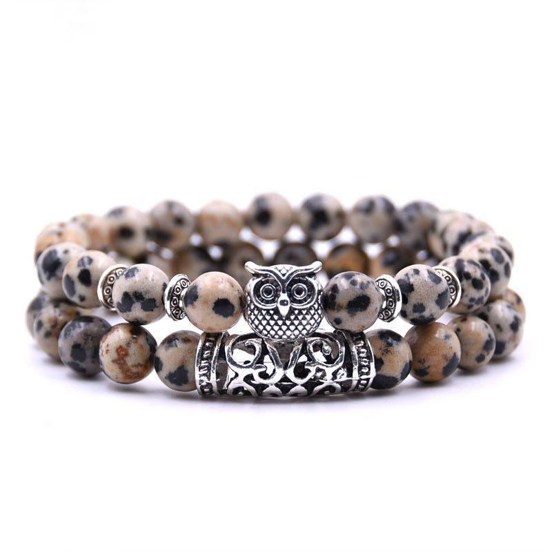 Owl Bracelet Stone Bracelets Men Women Set