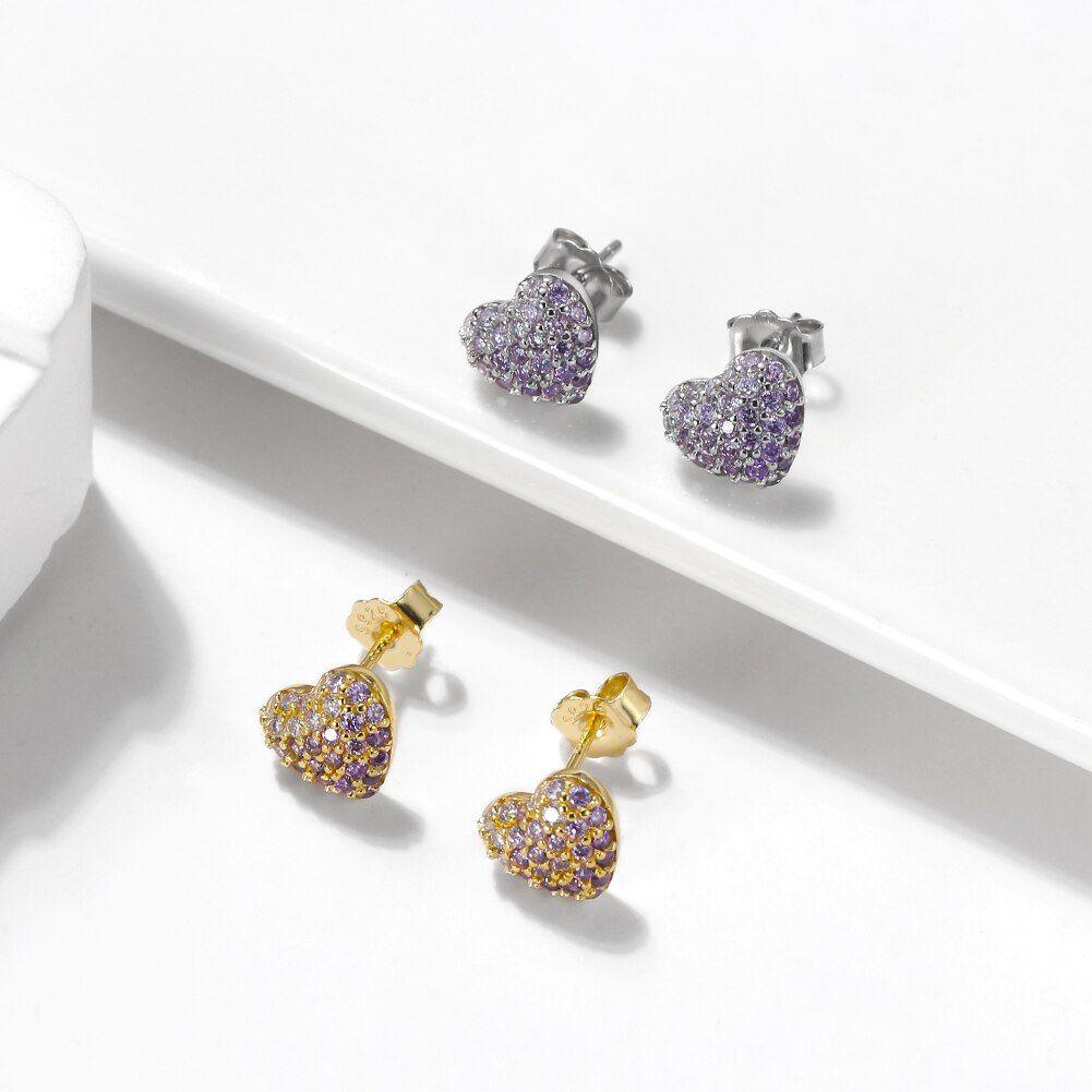 Purple 925 Sterling Silver Stud Earrings
